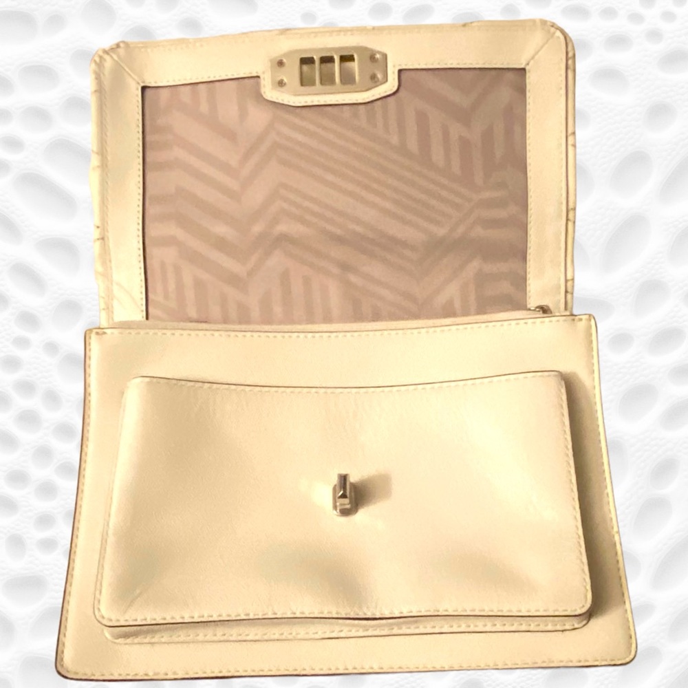 Rebecca Minkoff Je Tβaime Cream Leather Convertible Medium Satchel Crossbody - Picture 9 of 12